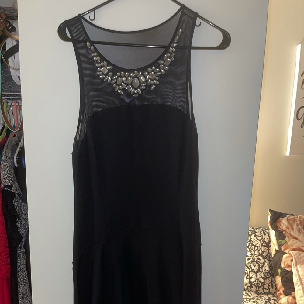 Express Mesh neckline black dress
